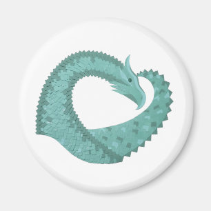 Aimant Sage vert coeur dragon sur blanc