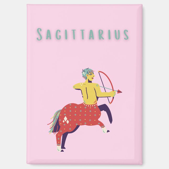 Aimant Sagittaire rose, zodiaque, signe du zodiaque (Recto)