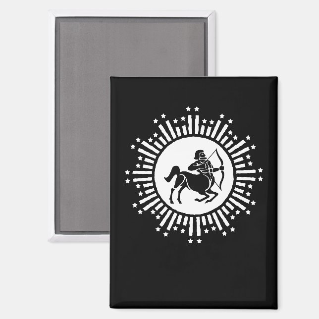 Aimant Sagittaire Symbole du zodiaque avec Starburst (Recto/Verso)