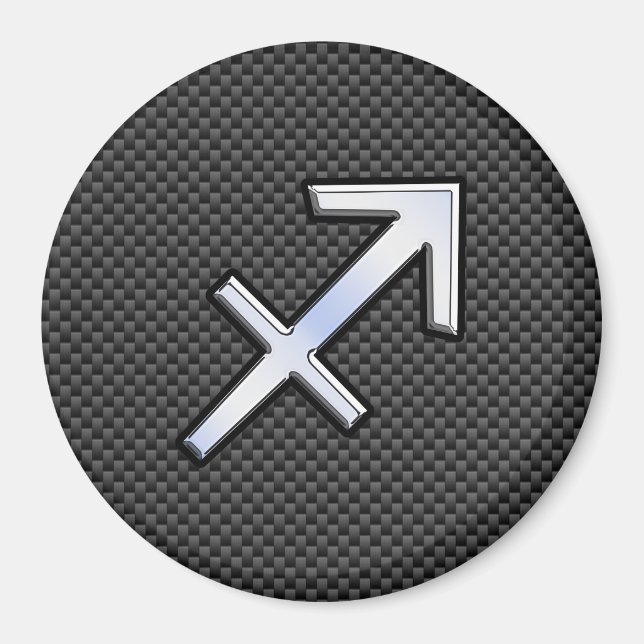 Aimant Sagittarius signe Zodiac Noir en fibre de carbone (Devant)