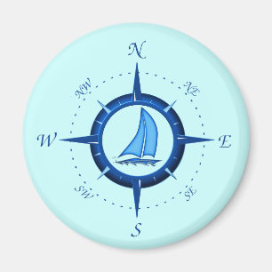 Aimant Sailboat and compass rose