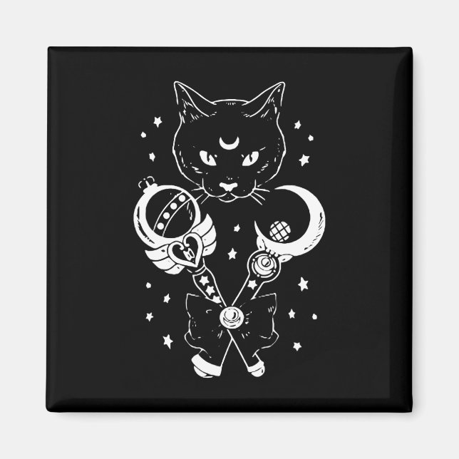 Aimant Sailor Meow mignonne Lune Chat Espace Magique Goth (Devant)