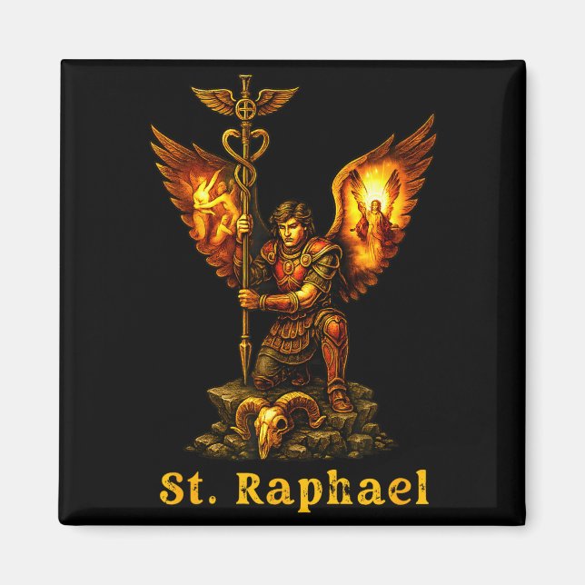 Aimant Saint Archange Raphaël Art Chrétien Foi  (Devant)