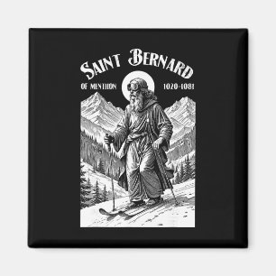 Aimant Saint Bernard Patron des Skieurs Vintage Hiver S