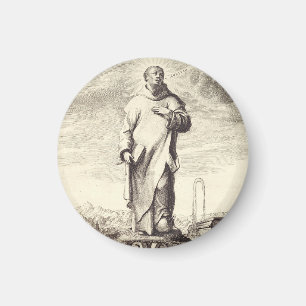 Aimant Saint Bruno de Cologne Gravure Ancienne Style Arti