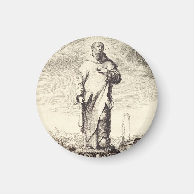 Aimant Saint Bruno de Cologne Gravure Ancienne Style Arti (Devant)