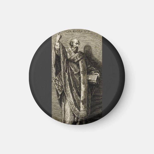 Aimant Saint Cyrille de Jérusalem Art Graphique Sacré (Devant)