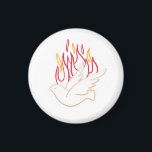 Aimant Saint-Esprit - Illustration de la colombe et des f<br><div class="desc">Belle illustration en or de Faux de colombe et flammes colorées comme représentation de l'Esprit Saint. Parfait pour la célébration de confirmation</div>