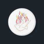 Aimant Saint-Esprit - Illustration de la colombe et des f<br><div class="desc">Belle illustration en or de Faux de colombe et flammes colorées comme représentation de l'Esprit Saint. Parfait pour la célébration de confirmation</div>