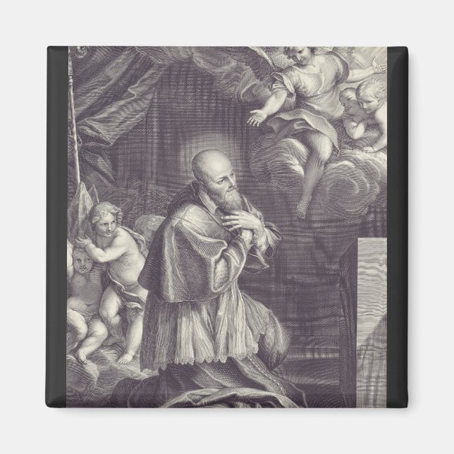Aimant Saint François de Sales Art en noir et blanc (Devant)