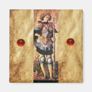 Aimant SAINT GEORGE ET DRAGON, rubis rouge