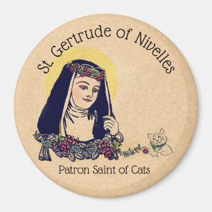 Aimant Saint Gertrude de Nivelles Patron Saint des Chats