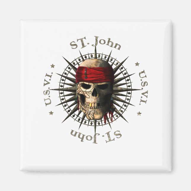 Aimant Saint-John USVI Pirate Skull (Devant)