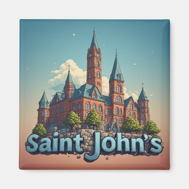 Aimant Saint John's Antigua Objet de Voyage Souvenir 🗺️ (Devant)