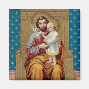 Aimant Saint Joseph intronisé avec l'enfant Jésus