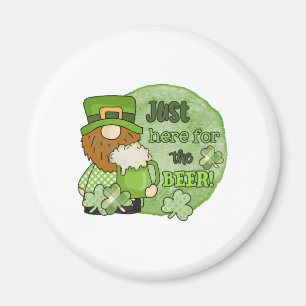 Aimant Saint-Patrick Green Gnome   Just Here For the Beer