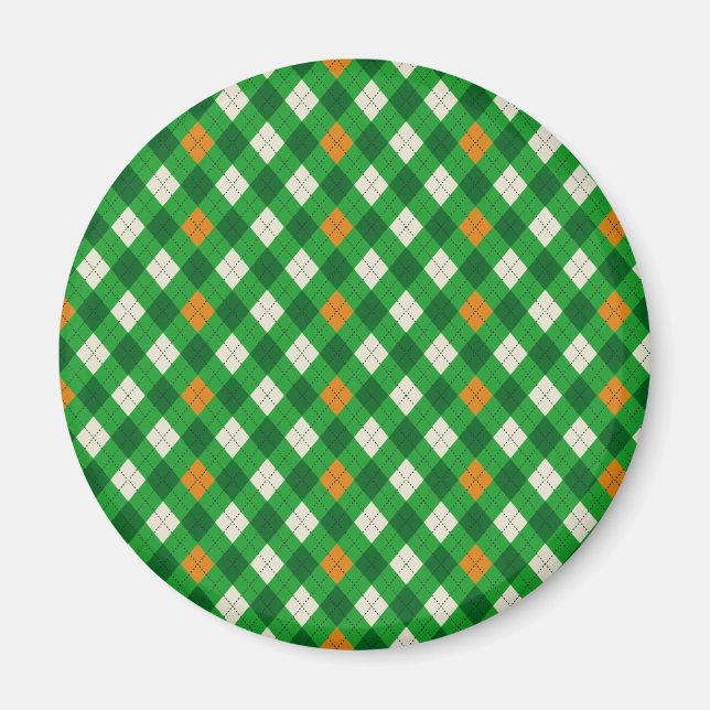 Aimant Saint-Patrick irlandais couleur argyle (Devant)