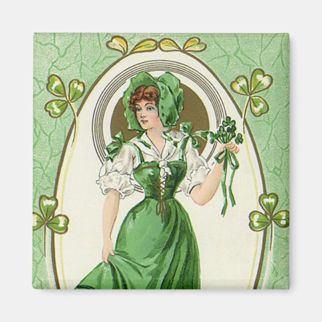 Aimant Saint-Patrick vintage, Ma jolie Irlandaise (Devant)