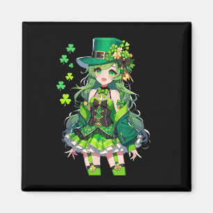 Aimant Saint Patrick's Day Anime Girl Kawaii Leprechaun G