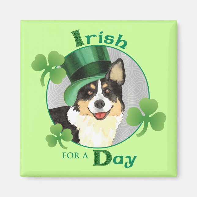 Aimant Saint Patrick's Day Cardigan Welsh Corgi (Devant)
