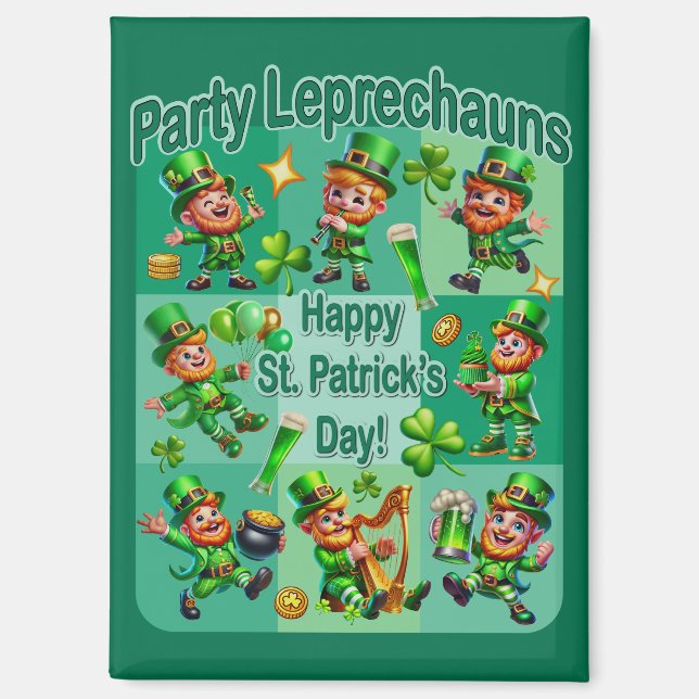 Aimant Saint Patrick's Day Fun Adorable "Party Leprechaun (Recto)