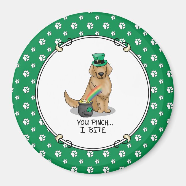 Aimant Saint Patrick's Day Golden Retriever Chien (Devant)