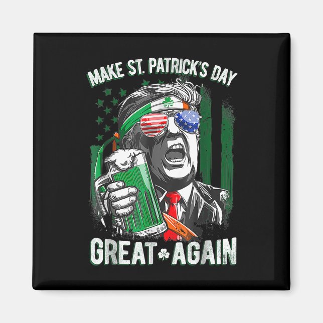 Aimant Saint-Patrick's Day Great again Funny Trump 1 (Devant)