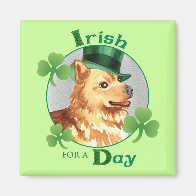 Aimant Saint Patrick's Day Spitz finlandais (Devant)