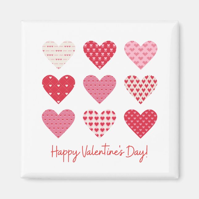 Aimant Saint-Valentin 2023 Coeurs rouges doux (Devant)