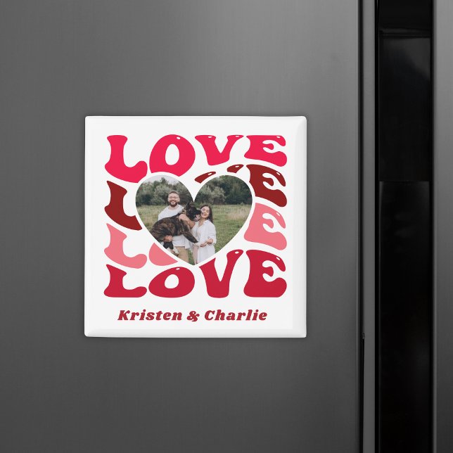 Aimant Saint Valentin Amour Personnalisé Photo & Couple N (Valentine's Day Love Custom Photo & Couple Names Magnet
)