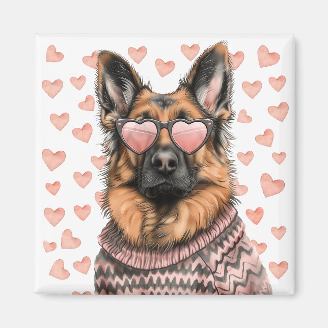 Aimant Saint Valentin Chien berger allemand (Devant)