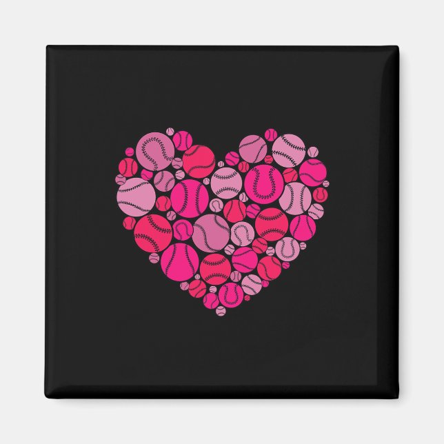 Aimant Saint Valentin Coeur Amour Baseball Hommes Femmes  (Devant)