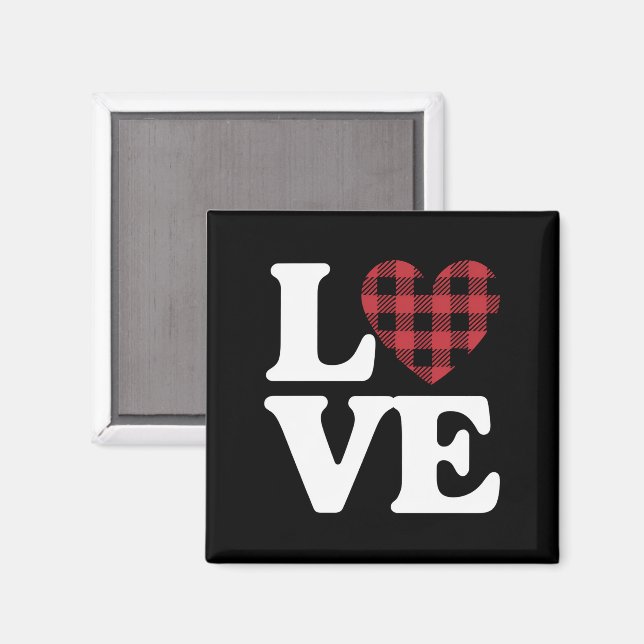 Aimant Saint-Valentin Cœur Carreaux Amour  (Recto/Verso)