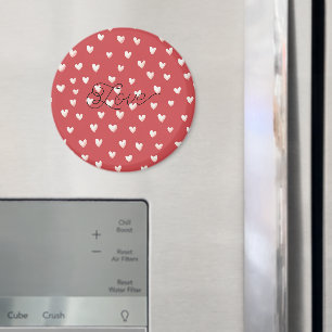 Aimant Saint-Valentin Cœurs Rouges Blancs