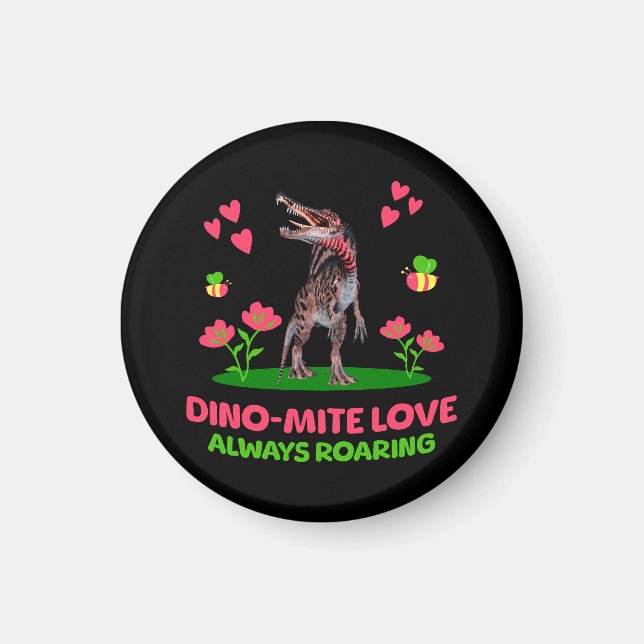 Aimant Saint-Valentin de dinosaure mignon pour les enfant (Devant)