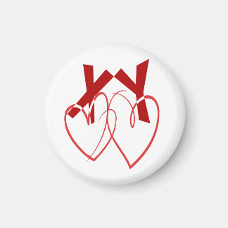 Aimant Saint Valentin deux mignons coeurs rouges amour