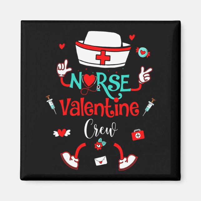Aimant Saint-Valentin d'infirmière drôle Équipe d'infirmi (Devant)