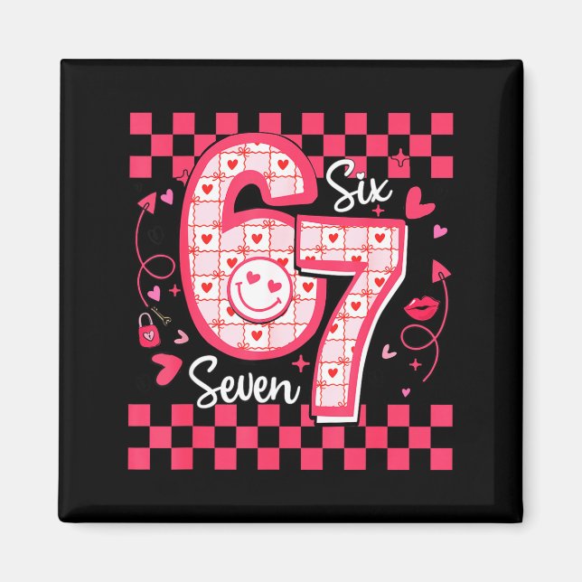 Aimant Saint-Valentin Drôle 67 Six Sept Mème 6 7 Femmes F (Devant)