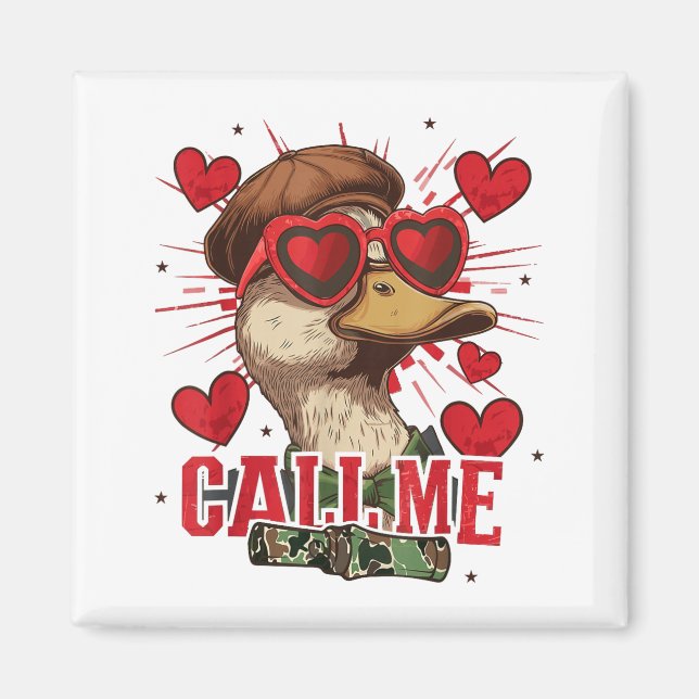 Aimant Saint Valentin drôle garçon chasse au canard Appel (Devant)