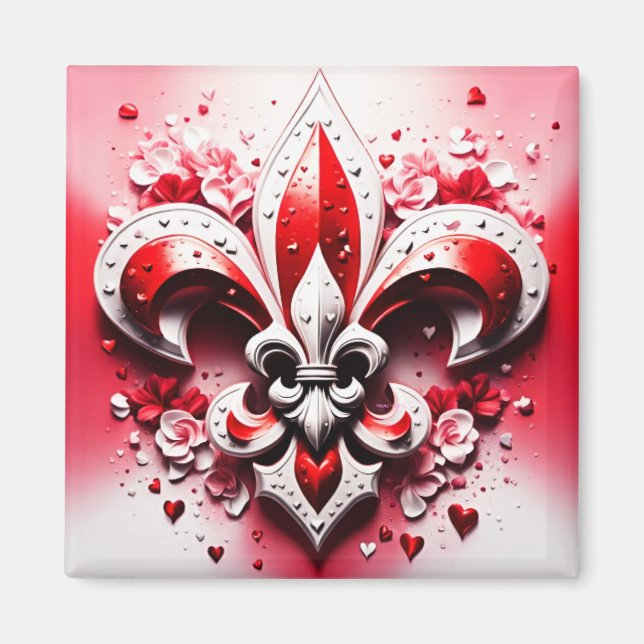 Aimant Saint Valentin Fleur De Lis (Devant)