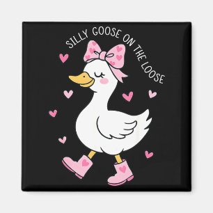 Aimant Saint-Valentin Oie Folle En Liberté Coquette Nœud 