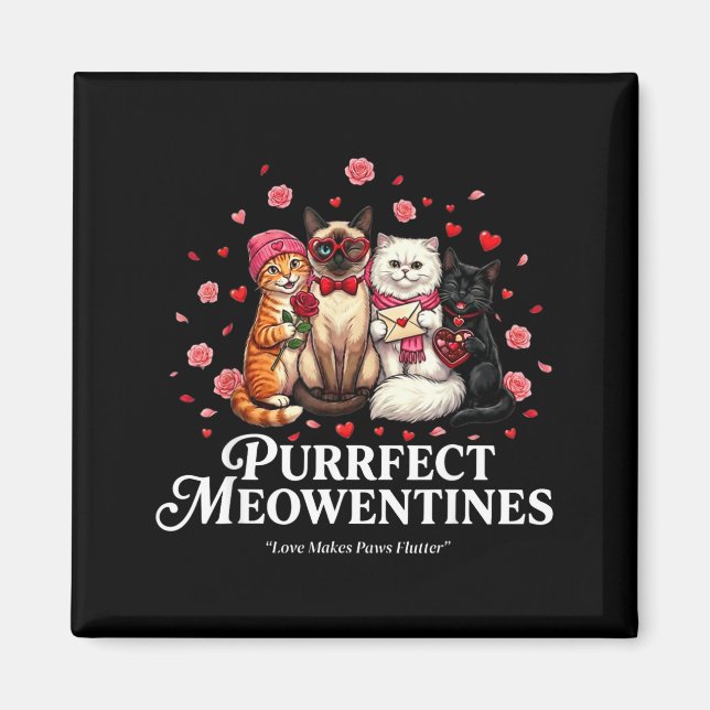 Aimant Saint Valentin Parfait Chat Mignon Amoureux des Ch (Devant)
