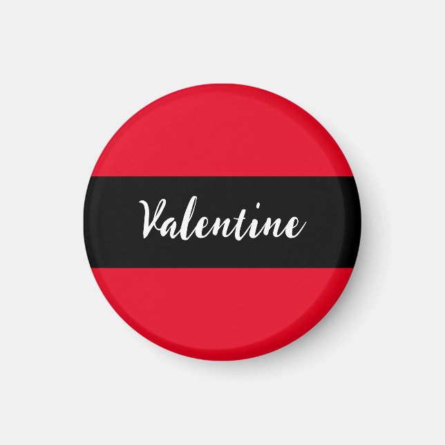 Aimant Saint-Valentin Rouge Noir Saint-Valentin Écriture  (Devant)