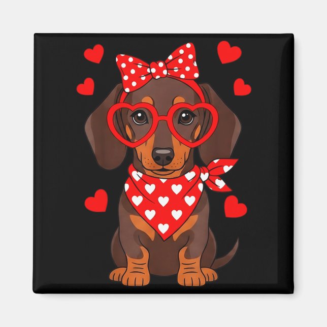 Aimant Saint-Valentin teckel amateur de chien saucisse We (Devant)