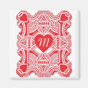 Aimant Saint-Valentin victorien vintage, cœurs découpés