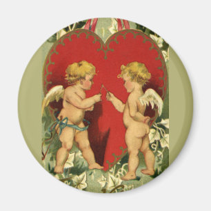 Aimant Saint Valentin vintage, Cherubs à faire un voeu
