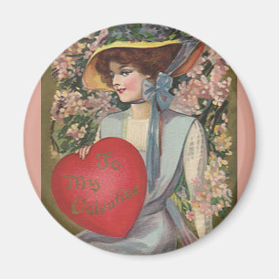 Aimant Saint-Valentin vintage, Élégante Dame au Cœur