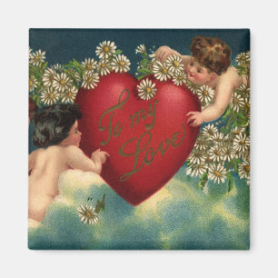 Aimant Saint-Valentin vintage victorien Chérubins au Para