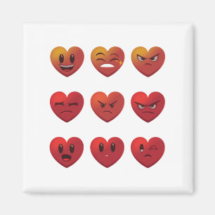 Aimant Saint-Valentin Visages Rigolards Cœurs Drôle