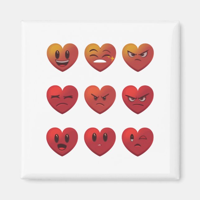 Aimant Saint-Valentin Visages Rigolards Cœurs Drôle (Devant)